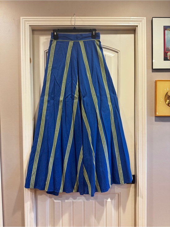 Ace & Jig Dresses & Skirts - Ace & Jig Blue Wrap Skirt with Yellow-Green Stripe Panels